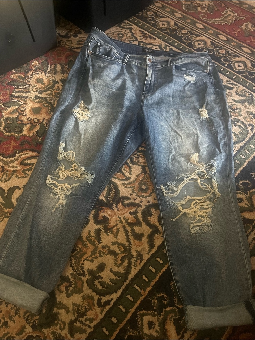 Distressed Judy BluesDenim Jeans - Casual Ripped Style boyfriend fit